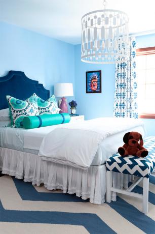 Fotografija spavaće sobe u plavim nijansama