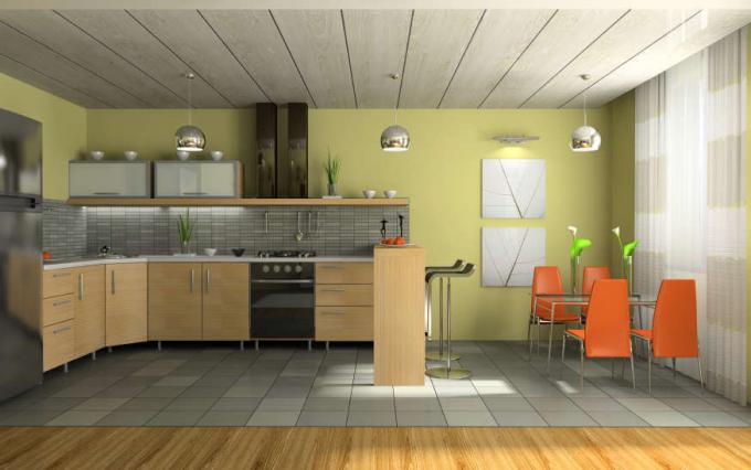  Dizajn stropa u kuhinji, jednostavan, ali ukusan