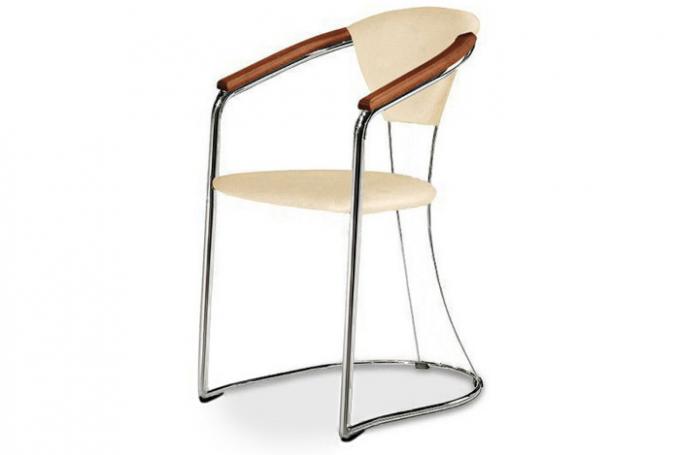 Metalna stolica s naslonima za ruke za kuhinju i dnevni boravak.