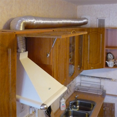 Ugradnja nape u ventilacijski sustav pomoću posebne valovite cijevi