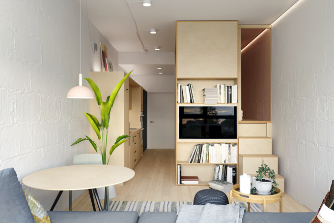 Što učiniti s odnushke-kola: 32 m² sa spavaćom sobom i kuhinjom u hodniku