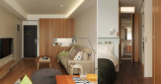 Dizajn mali stan, koji je pretvorio iz studija do dvije spavaće sobe.