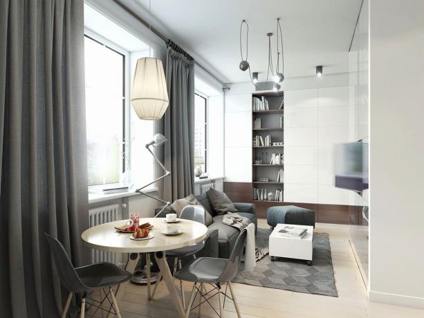 Moderan apartman 32 m² sa staklenim zidovima i krevetom
