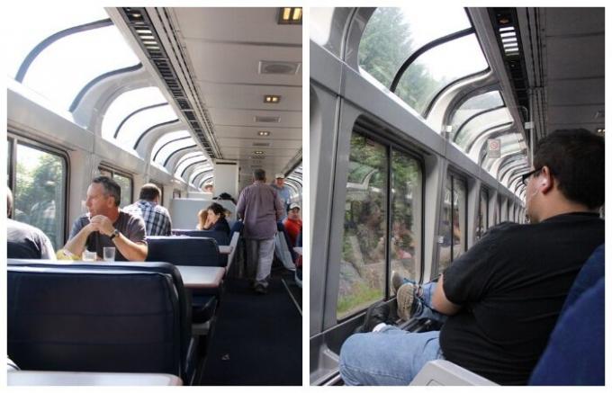 Vagon i poseban izlet vlak je opremljen sa panoramskim prozorima, tako da putnici mogu uživati ​​u krajoliku (SAD).