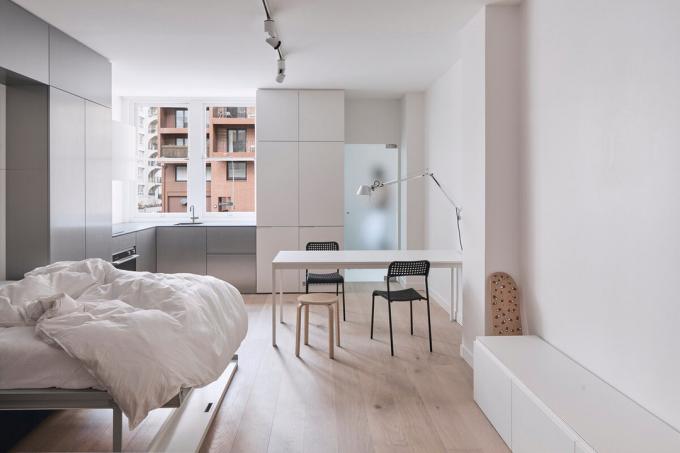 Studio-malogabaritki 30 m² sa punim kreveta: Prije i poslije