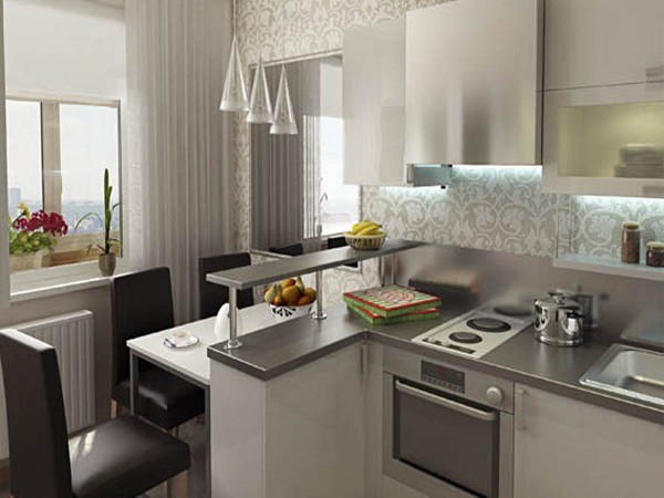 Dizajn kuhinje prikazan na fotografiji moderan je dizajn i jasno govori da je takav dekor dobar čak i za malu sobu.