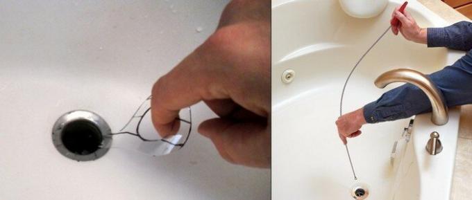 Koristite spiralu kao i kabel za čišćenje Sanitarije (na slici desno).