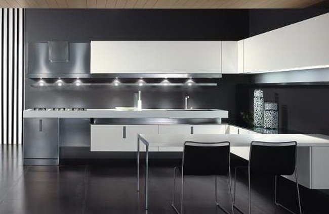 crno-bijeli dizajn kuhinje