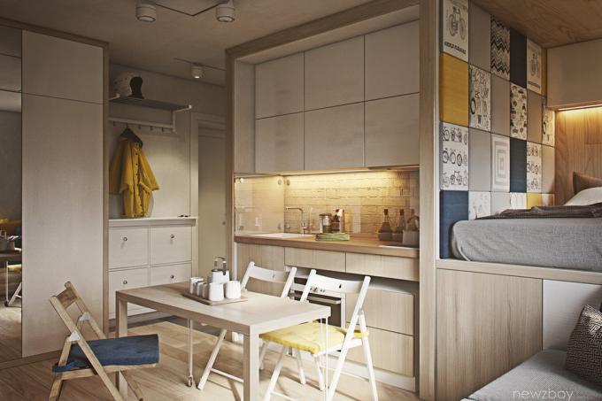 Unutrašnjost tjedan: 40 m² odnushka stil eko-minimalizam